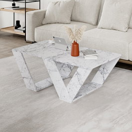 Hanah Home Pipra - Mesa de centro Mármol de Carrara